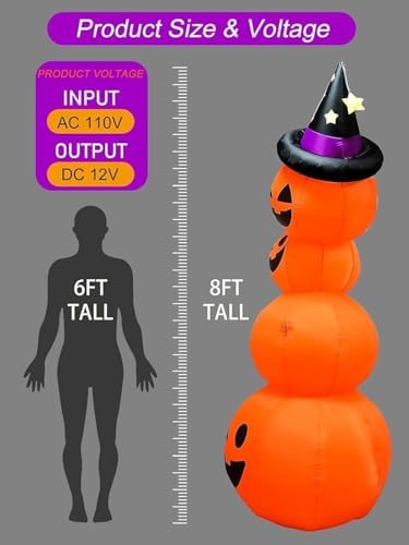 Kalolary 8 Feet Halloween Inflatable Stacked Pumpkins for Yard Decor - Image 2