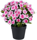 Artificial Impatiens Flowers in Pot for Outdoor 14 Inch Fake Plants by Unknown