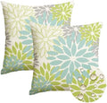 AVOIN colorlife Dahlia Flowers Aqua Waterproof Outdoor Throw Pillow Covers, 18 x 18 Inch Outdoor Summer Cushion Case Decoration for Patio Garden Porch Set of 2 by AVOINcolorlife