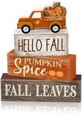 Moucuny 4 Pcs Fall Table Decor, Pumpkin Wood Block Sign Home Tray by Moucuny