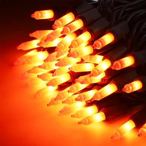 Orange Halloween Lights, 100 Count, Incandescent Mini Halloween String Lights Outdoor, Black Wire Connectable Tree Light for Garland Christmas Thanksgiving Holiday Patio Home Decor - Image 3
