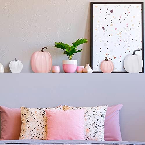 Winlyn 7 Pcs Assorted Sizes Fall Artificial Peach Pink Pumpkins Harvest Faux Foam Light Pink Pumpkins for Fall Autumn Season Halloween Thanksgiving Harvest Festive Tabletop Decoration - Image 7