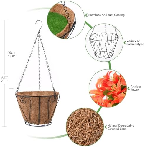 INQCMY Fake Hanging Flowers with Basket Artificial Violet for Outdoor - Image 5