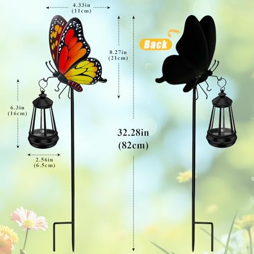 EDOF Solar Lights Outdoor 32.28in Garden Butterfly Stakes with Solar Lights - Image 2