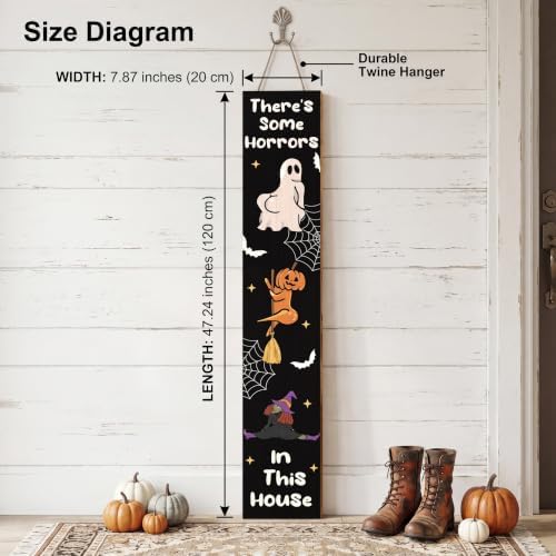 Halloween Porch Decor - Funny Porch Sign for Front Door Sign, Welcome Autumn There Some Horros for Home Wall Indoor Supply Each 47.24 ×7.87 Inches - Image 3
