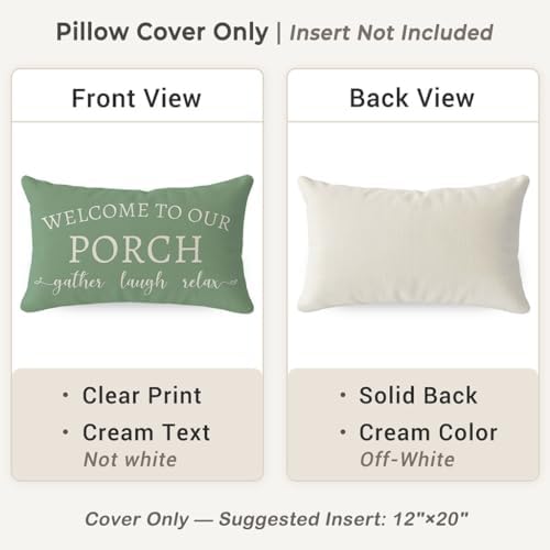 PANDICORN Outdoor Lumbar Throw Pillow Covers 12x20 Set of 2, Sage Green - Image 4
