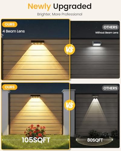 JOFIOS Fence Lights Solar Powered 12 Pack, Warm White, Cool White and RGB Color Glow LED Solar Lights Outdoor, IP65 Waterproof Solar Fence Lights for Patio, Backyard, Railing, Deck and Wall - Image 6