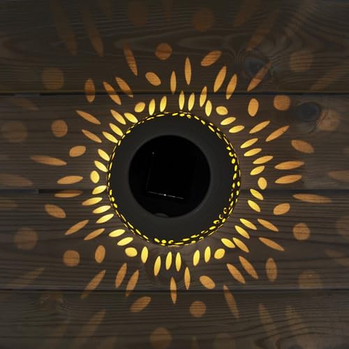 Solar Lanterns Waterproof Outdoor Decor - 1 Pack White Hollow Out Metal Solar Lights - Unique Gifts for Women Mom Wife - Outside Garden Yard Porch Indoor Tabletop Retro Decorations - Image 5