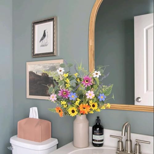4 Bundles Artificial Daisy Flowers Bouquet, 20 Inch Silk Fake Wildflowers - Image 7