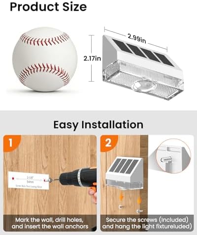 VOLISUN White Fence Lights, Dusk to Dawn Solar Fence Lights Outdoor Waterproof with Warm White LED Spot Lens, Solar Light for Fence, Yard, Wall, Backyard, Railing, Deck, and Patio, 24 Pack - Image 4