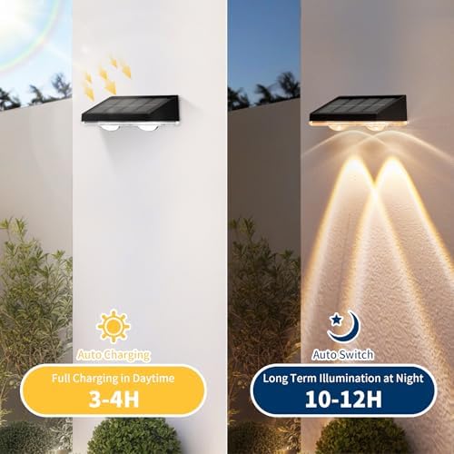 Outdoor Solar Fence Lights, 80LM, 3000K Warm White, IP65, 2 Pack - Image 2
