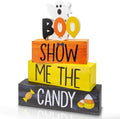 4 Pcs Halloween Wooden Decor, Show Me the Candy Decorations by Gleegreets