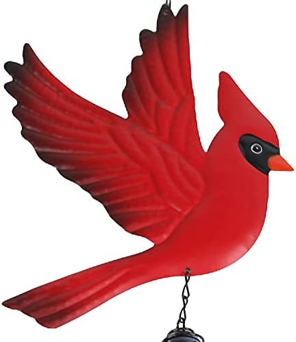 Tinsow Cardinal Bird Wind Chime Christmas Hanging Decorations Bell Outdoor Wind Chime Outdoor Decoration for Patio, Deck, Yard, Garden (Red-Flaping) - Image 4