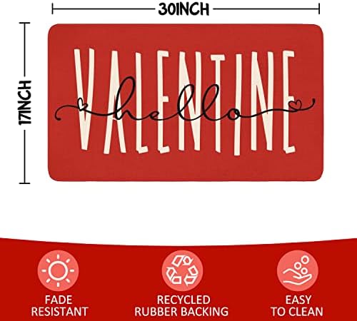 Valentines Door Mat,Red Hello Valentine Hearts Indoor Outdoor Non-Slip Valentine Doormat,Entryway Front Porch Valentine's Welcome Mat for Entrance Decor,30" x 17" - Image 3