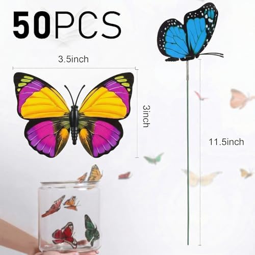 VGOODALL 50PCS Butterfly Garden Decorations, 11.5 Inch Plastic Butterfly - Image 2