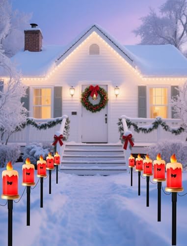 10.5Ft Christmas Outdoor Pathway Lights, 5 Pk LED Candle String Lights - Image 4