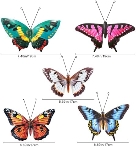 Eoorau 5 Pack Metal Butterfly Wall Hanging Decor for Outdoor - Image 3