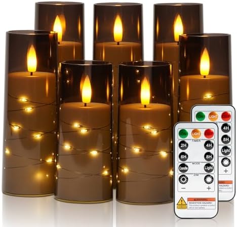 Raycare 7 Pack Flameless Battery Operated Pillar Candles with Remote Timer by Raycare