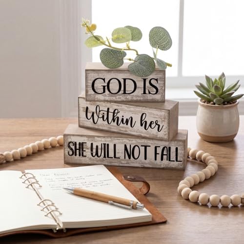Lineshading 4 Pcs Wooden Blocks Christian Faith Signs for Women Home - Image 5