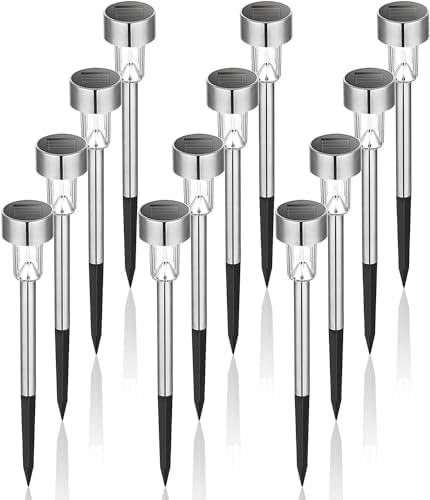 GIGALUMI Outdoor Waterproof Solar Garden Lights, 12 Pack Cold White by GIGALUMI