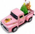 Pink Christmas Truck Decor with Gingerbread Man, Mini Vintage Pickup with Tree and Peppermint Candy, Farmhouse Tabletop Decoration for Tiered Tray, Mantel, Shelf and Coffee Bar, 1 Set by YIPRONS