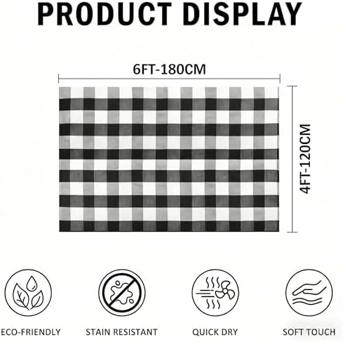 Fall Decor Buffalo Plaid Outdoor Rug 4x6 Ft Black and White Checkered Area Rug Washable Indoor Outdoor Rugs for Entryway,Hallway, Kitchen, Living Room, Dining Room, Bedroom - Image 2