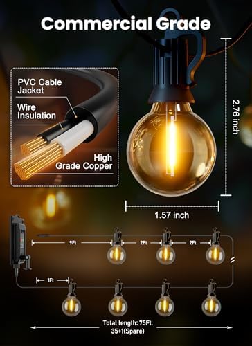 Brightown 75FT 36LED Solar String Lights Outdoor with Remote & USB Port - Image 5
