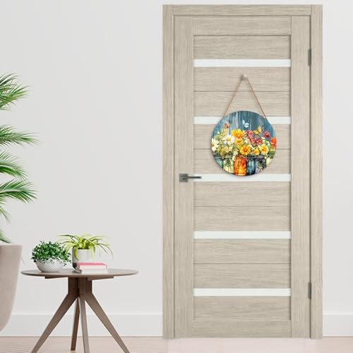 Harooni Spring Summer Floral Door Sign Decor Spring Welcome Wreaths for Front Door Summer Wildflower Vase Butterfly Wood Wreath Farmhouse Front Door Hanger Sign for Indoor Outdoor Decor 12 Inch - Image 7