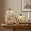 Fall Pumpkin Decor Set - White & Gold Harvest Festival Table Decor by Unknown