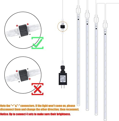 Meteor Shower Lights Outdoor, 2 Pack 11.8 Inches 10 Tubes 240 LED Snowfall Lights, Waterproof Meteor Christmas Light, Hanging Falling Rain Light for Tree Bushes Holiday Party Decoration, White - Image 5