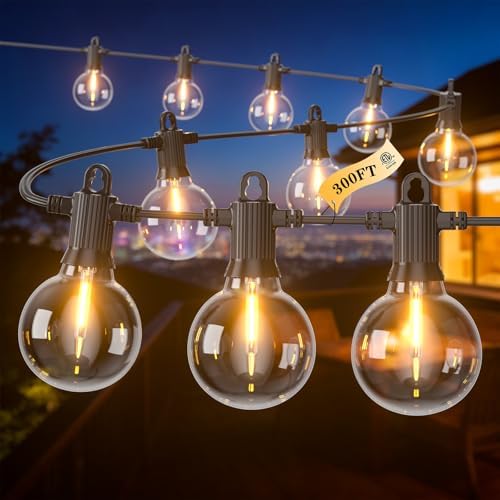 G40 LED Outdoor String Lights, 300FT Waterproof IP65 Hanging Patio Lights by FOOMAN