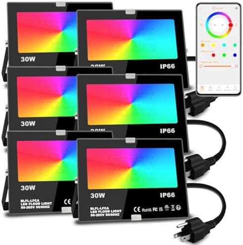 Led Flood Light 30W, 300W Equivalent 3000 LM Outdoor Color Changing Lights by MELPO