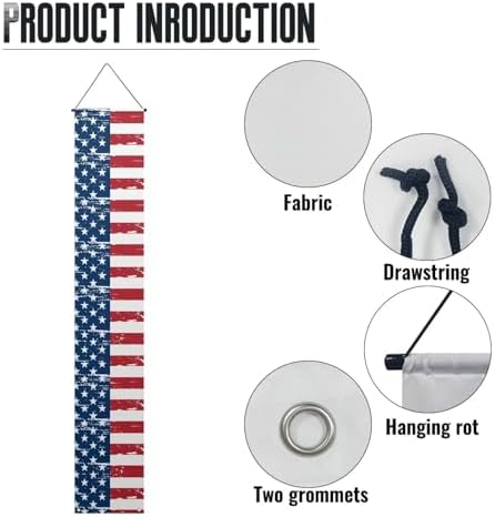 American Flag Door Banner Outdoor Hanging Banners Porch Sign 12"x71" Patriotic Decorations Banners Memorial Day Veterans Day Presidents Election Day Flag 2 Pack - Image 6