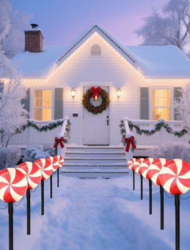 Set of 5 Large Christmas Candy Cane Yard Stakes, Professional-Grade Outdoor Peppermint Decorations with C7 LED Lights, Heavy-Duty Holiday Light Stakes for Walkway, Lawn & Driveway - Image 4