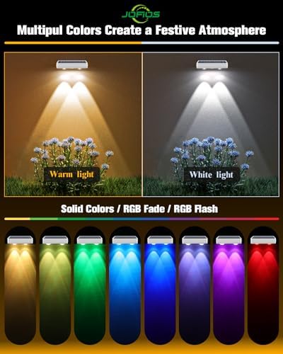 JOFIOS Solar Fence Lights 12 Pack, 50 Lumens Outdoor Fence Solar Lights with 12 Modes RGB Color Glow LED Solar Lights Outdoor Waterproof for Patio, Backyard, Deck, Fence, Railing.（White Shell） - Image 4