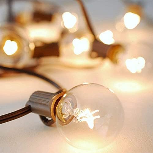 G40 Outdoor String Lights, 50Ft Hanging Outdoor Patio Lights with 53 Clear Globe Bulbs (3 Spare), Connectable Backyard Lights for Indoor Outdoor Porch Balcony Party Commercial Decoration- Brown Wire - Image 3