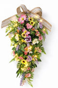 Eksen Spring Teardrop Swag for Front Door with LED Lights, Colorful Floral Swag Artificial Wildflower Greenery Door Decor with Burlap Bow, Farmhouse Spring Hanging Decoration for Porch Wall Window by Homeinnovationlifeasart