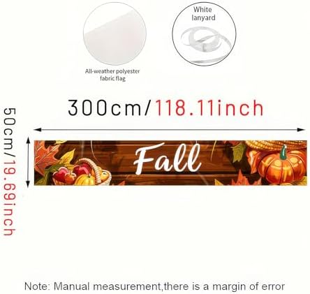 BlissYard Fall Banner 118 x 20 inchs Autumn Thanksgiving Outdoor Decoration Garden Fence Banner Fall Thanksgiving Leaves Pumpkin Yard Lawn Porch Hanging Decor - Image 3