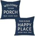 Outdoor Decorative Throw Pillow Covers 18x18 Inch Set of 2, Blue by HERHOME