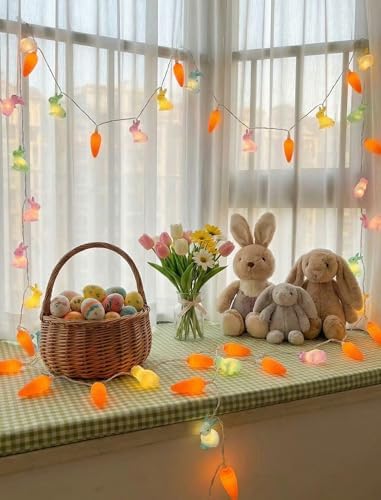 10 LED Bunny Carrot Camping String Lights, 8.5Ft Easter Decoration Outdoor - Image 6