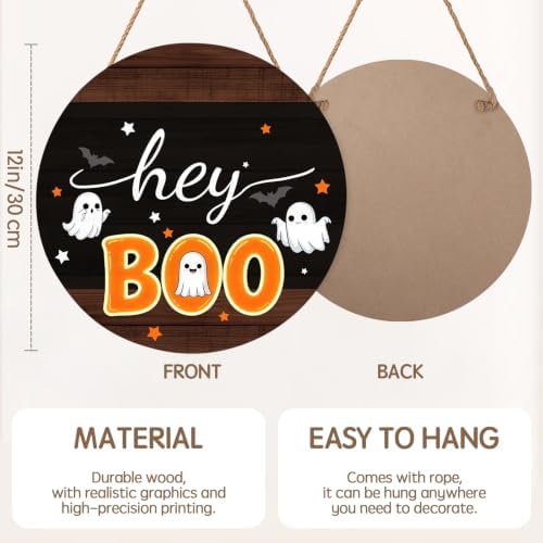 Halloween Decorations Sign for Front Door Halloween Outdoor Hanging Sign Decor Welcome Home Wreath Wooden Hanger Sign for Outside Indoor Porch Wall Decorations 12"X12" - Image 2