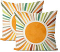 Summer Pillow Covers 20x20 Set of 2, Boho Sun Throw Pillows Stripes Yellow Green Orange Sunshine Decorations Watercolor Rainbow Pillow Cases Linen Outdoor Decor Cushion Case for Home Sofa by JEFERSO