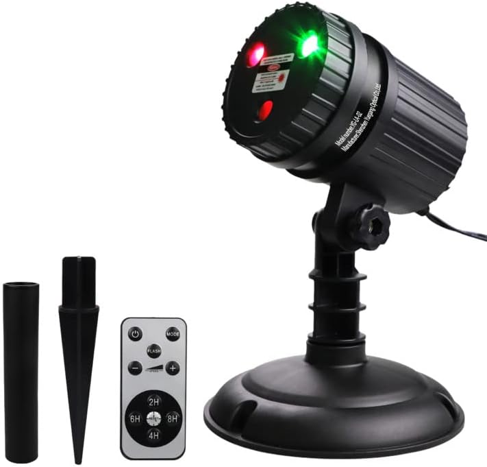 Christmas Laser Projector Lights, 8 Patterns LED Projection Lights with Remote, Landscape Projector Spotlights, Red and Green Star Show, Decoration for Outdoor and Indoor, Christmas, Holiday - Image 4