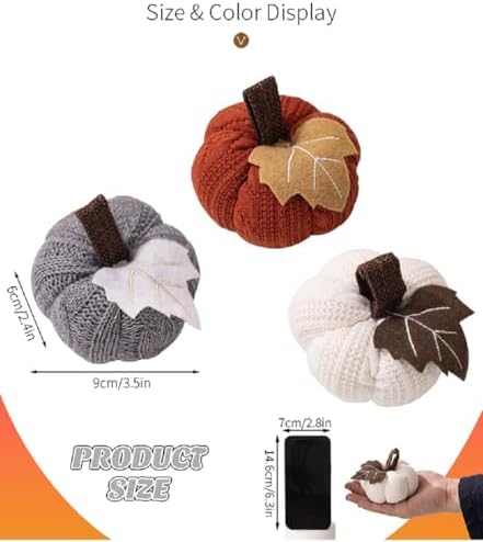 6Pcs Knitted Pumpkin Decor Set, Small Fall Hanging Ornaments for Home - Image 5