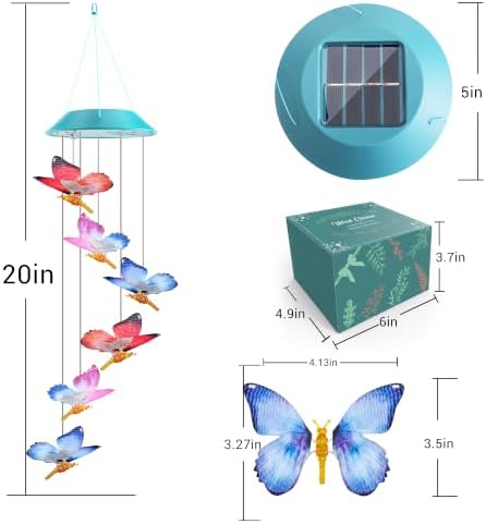 Solar Wind Chime for Ouside, Color Changing Dynamic Butterfly Wind Chimes - Image 6