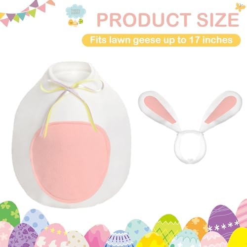 FuWeave Porch Goose Outfit 17", Pink White Easter Bunny for Lawn Patio - Image 2
