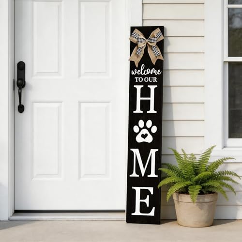 Foutcheou Welcome to Our Home Front Door Sign, 47"X8", Black - Image 6