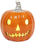 Ceramic Halloween Pumpkin Decor with Built in LED Light Battery Included Glossy Jack O Lantern Tabletop Decoration 5.5" Lighted Pumpkin for Indoor Fall Harvest Home Decor by NaturesMark
