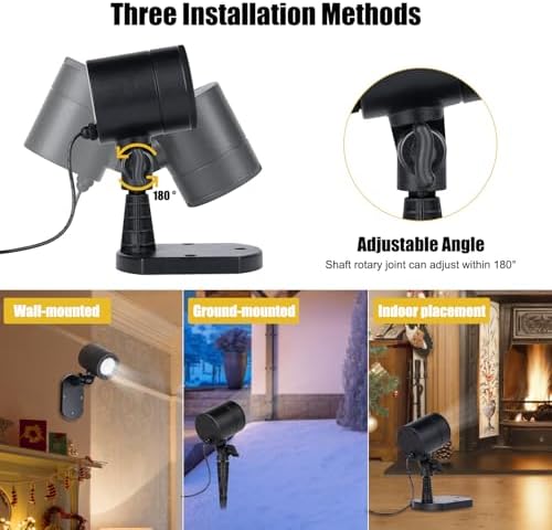2 Pack Christmas Snowflake Projector Lights Outdoor, Led Rotating Snowfall Show Lights Waterproof Landscape Decorative Christmas Light Lighting for Xmas Holiday Garden Indoor Home Decoration Show - Image 4