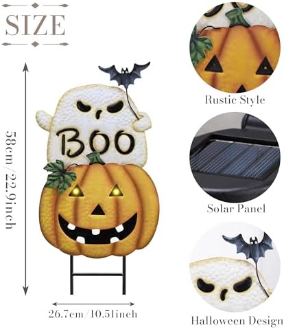 TERESA'S COLLECTIONS Outdoor Halloween Decor Ghost Pumpkin Yard Stake - Image 6